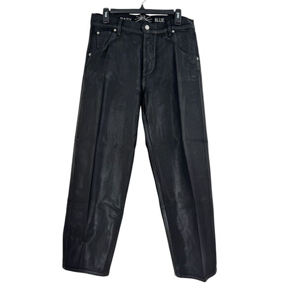Daily Blue Mantra Women's Black Wide Barrel Coated Vanadium Jeans Sz 29 NWT $395